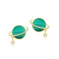 wholesale S925 Sterling Silver New Korean Style Geometric Planet Malachite Earrings Women's Fashion Trendy Jewelry Wholesale-0-5
