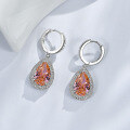 wholesale Metal with 9-carat padparadscha pear-shaped 9x14 high-carbon diamond earring ear backs-0-3