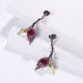 wholesale S925 Sterling Silver Designer High-End Floral Earrings, Natural Style Design with Natural Garnet Stud Earrings-0-2