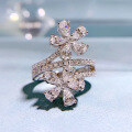 wholesale 925 Silver New Style High Carbon Diamond Drop 3*5 Flower Yellow and White Diamond Popular European and American Ring-0-1