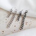 wholesale S925 Sterling Silver HED342 Korean Style Tassel Earrings Vintage Retro Asymmetric Chain Drop Earrings-0-1