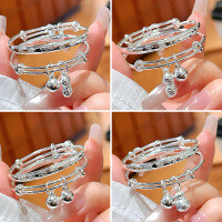 wholesale 999 Sterling Silver Baby Bracelet with Auspicious Fu Character, Smart and Clever, for Unisex Infants and Children, Moon Celebration Silver Jewelry-Peace and joy about 18g DMXDH238 999 silver