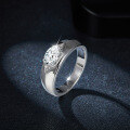 wholesale Plated in 18k Silver, Classic and Minimalist 1 Carat Moissanite Unisex Wedding Ring for Valentine's Gift-0-1
