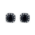 wholesale S925 Sterling Silver Hip Hop Black Square Zircon Stud Earrings Ins Minimalist Style Versatile Women's Earrings-0-4