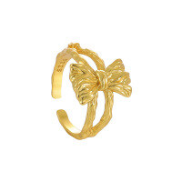 wholesale S925 Sterling Silver Hollow Bow Ring for Women, Minimalist Style, Small and Unique, Ins Aesthetic, Elegant Adjustable Silver Ring-18K Gold [Swimming] [No. 14/Adjustable] > Opening adjustable