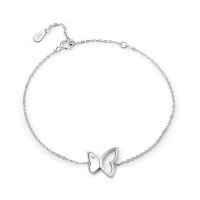 wholesale 925 Sterling Silver Hollow Butterfly Bracelet for Women, Niche High-end Personalized Jewelry, Wholesale Hot Sale on Amazon and Wish-Platinum>925 silver