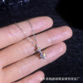 S925 Sterling Silver Moissanite Classic Six-Prong Double Diamond Pendant Necklace-0-1