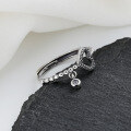 wholesale S925 Sterling Silver Vintage Love Heart Inlaid Zircon Fringe Ring Ins Korean Style Fashion Niche Design Index Finger Ring-0-1