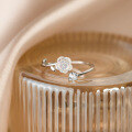 wholesale S925 Silver Elegant Vintage Single Diamond Camellia Ring Forest Style Ins Gentle Adjustable Index Finger Ring R01608-0-0