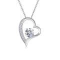 wholesale 925 silver cross-border moissanite heart pendant necklace, long and simple stacking with a high-end feel, non-fading for women-0-1