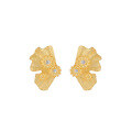 wholesale S925 Sterling Silver Irregular Floral Diamond Inlaid Fan Earrings for Women, Small and Unique, Light Luxury Silver Earrings-0-6