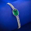 wholesale S925 Silver New Simulation Emerald 8*11 Oval Bracelet, Generous Ins European and American Style-0-2