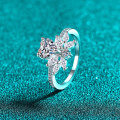 S925 Silver Moissanite Ring with Heart Floral Design-0-0