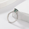 wholesale S925 Sterling Silver Gold Plated, 6*8mm Lab-Grown Zambian Emerald Oval-Cut Ring, Xiaohongshu Same Style-0-2