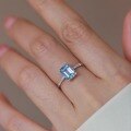 wholesale S925 Sterling Silver Red Elk Light Luxury Square Sugar Aqua Zircon Ring, Sweet and Salty, Exquisite, Versatile, Fairness-Enhancing, Niche, Light Luxury Women's-0-1