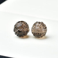 wholesale Metal material natural tea crystal carved wealth beast bead handmade DIY crystal collectible Buddhist bead ornament accessory string bead matching bead-A gold-eating beast