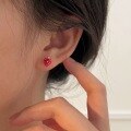 wholesale S925 Sterling Silver Korean Style Strawberry Drip Oil Earrings for Women, Exquisite and Cute Small Stud Earrings for Healing Ear Piercings-0-0