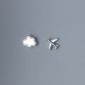 wholesale S925 silver small cloud and airplane pattern ear studs, sweet, fresh, simple, Japanese-style accessory M01210-0-0