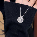 wholesale S925 Sterling Silver Chinese Style Hollow Auspicious Eight Treasures Compass Necklace for Women, High-End Revolving Luck Pendant Choker-0-3