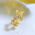 wholesale New Design Leaf Full Diamond Ring, Fashionable and Versatile Small Stacking Ring, in Metal Material-0-6