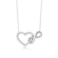 wholesale S925 Sterling Silver Fashion Infinity Love Heart Figure 8 Pendant Choker Necklace For Women-Platinum