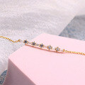 wholesale S925 Sterling Silver Gold-Plated Geometric White Zircon Bracelet, Japanese Chain Light Luxury Minimalist Style, Simple and Versatile for Layering-0-2