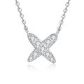 S925 Silver Moissanite Full Diamond X-Shaped Necklace Wholesale-0-3