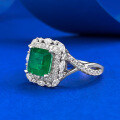 wholesale S925 silver ring, jewelry live stream new style 7*7 emerald simulated diamond ring, hot-selling for foreign trade-0-1