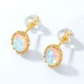 wholesale 925 Silver Light Luxury Retro Opal Geometric Egg-shaped Stud Earrings for Women, Ins Style Silver Jewelry, Drop Shipping-0-3