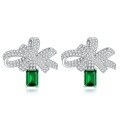 wholesale S925 Sterling Silver New 1ct Emerald Stud Earrings High Carbon Diamond-0-5