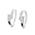 wholesale S925 Sterling Silver Cold Minimalist Style Black Resin Inlaid Flash Diamond Earrings Hip Hop Trendy Versatile Ear Clasp-0-4