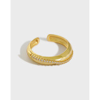 wholesale S925 Sterling Silver 384 Korean Version Ins Small Cluster Diamond Zircon Open Adjustable Ring for Women-Platinum [No. 14/Adjustable] Opening adjustable