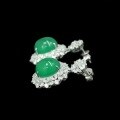 wholesale Gold-plated 925 Silver Earrings with High-Carbon Diamond, Muzo Green Natural Chalcedony Cabochon, New Chinese Style Party Event Women's Ear Drops-0-3