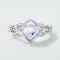 wholesale S925 Sterling Silver Gold-Plated Multi-Color Moonstone Ring, Cross-Border New Fashion Trend Icy Style Gemstone Ring Wholesale-0-2