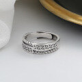 wholesale S925 Sterling Silver Retro Ethnic Style Twist Openwork Six-Syllable Mantra Swastika Ring Vintage Chinese Trend Ring-0-3