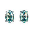 wholesale 925 Silver New 1ct VVS1 Colored Moissanite Oval Earrings by Yuntong Jewelry Cross-Border Hot Seller-0-4