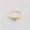 wholesale 10k Gold March Birthstone Natural Aquamarine Light Luxury Delicate Ring for Women, Spring Jewelry Collection-0-2
