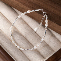 wholesale S925 Silver Nalan Fresh Sweet Ins Style Small and Unique Design Exquisite Bamboo Freshwater Pearl Bracelet S7387-S925 Silver Bracelet 925 Silver