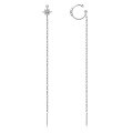 wholesale Sterling Silver Korean Japanese Versatile High-end Moissanite Ear Thread Ear Climber Earring with Eight-point Star Fringe Integrated Design-0-4