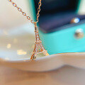 wholesale S925 Sterling Silver Red Elk Full Body Eiffel Tower Necklace for Women, Small and Unique, Versatile Pendant, Light Luxury and Easy to Match-0-3