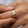 925 Silver Moissanite Double Stone Square Teardrop Exaggerated Ring-0-1