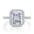 wholesale S925 Sterling Silver New Simulated High Carbon Diamond Luxury Halo Vintage 8*10mm Rectangular Ring-0-5