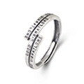 wholesale S925 sterling silver punk-style vintage distressed Thai silver open-ended letter ring-0-4