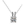 wholesale 925 Sterling Silver Moissanite Four-Prong Necklace Women's Collarbone Chain Ins Minimalist Style Simple Niche Design-0-4