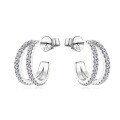 wholesale Sterling Silver Korean Version INS Hit Semi-Open Moissanite Stud Earrings for Women, Fresh and Sweet Double Row Ear Accessories Wholesale-0-4