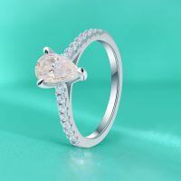 wholesale S925 Sterling Silver Moissanite Water Drop Ring for Women, Dainty Stackable Ring, Small and Exquisite, Light Luxury Style, Niche, Simple and Fashionable-5*7mm (empty setting) ring US size 9