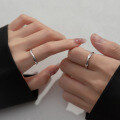 wholesale S925 silver frosted couple ring, Korean-style geometric personality unisex jewelry R00244-0-4