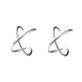 wholesale S925 Sterling Silver No-piercing Ear Cuffs For Women, Ins Minimalist Style, Small Unique Design, Elegant And Simple Double-layer Cross Ear Cartilage Clips-0-0