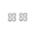 24K Gold Plated Silver Needle CNC Ice Crush Four-Leaf Clover Stud Earrings Unisex-0-3