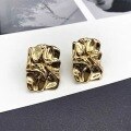 wholesale S925 Sterling Silver Geometric Square Stud Earrings for Women, Bold Retro European Style with Concave-Convex Metal Surface-0-2
